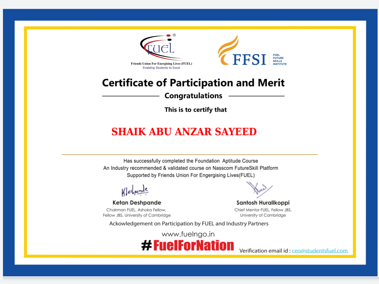 certificate
